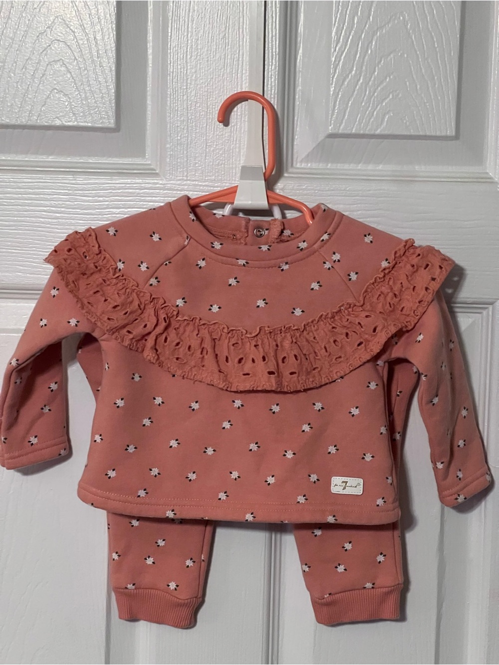 7 For All Mankind Baby Girls 3-6M Floral Ruffle Sweatsuit 2 Piece Set